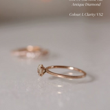 Gammeldags Solitärring med Antikdiamant - Old Mine Cut
