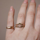 Finished: Mini Baguette Brilliant Diamond Cluster Ring with Baguette Diamond and Light Green Tourmalines