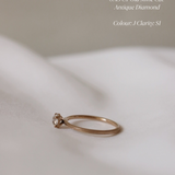 Gammeldags Solitärring med Antikdiamant - Old Mine Cut