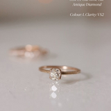 Gammeldags Solitärring med Antikdiamant - Old Mine Cut