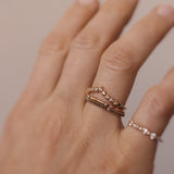 Finished: Diamond Triangle Ring with Diamonds and Dark Green Tourmalines