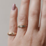 Elise Ring with Diamond and Olive Green Sapphires