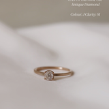 Gammeldags Solitärring med Antikdiamant - Old Mine Cut