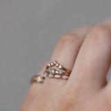 Finished: Mini Elise Ring with Diamond and Olive Green Sapphires