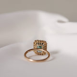 Jagger Ring med Mörkgrön Turmalin och Diamanthalo