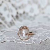 Statementring med Beige Rutilkvarts och Vintagedekor