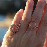 Statementring med Beige Rutilkvarts och Vintagedekor