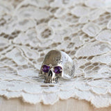 Til Death Do Us Apart - Skull Ring with Amethysts