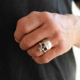 Til Death Do Us Apart - Skull Ring with Amethysts
