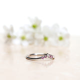 Finished: Five Diamond Triangle Ring in White Gold with Light Pink Sapphires and Diamond