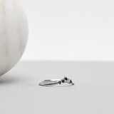 Finished: Five Diamond Triangle Ring in White Gold with Dark Green Tourmalines and Diamonds TWVS