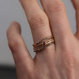 Finished: Jade Petite Wave Enough Ring with Dark Green Tourmalines and Black Diamonds