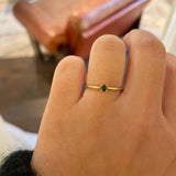 Finished: Low Set Not So Tiny Ring with Dark Green Tourmaline - Yellow Gold