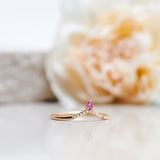 Finished: Lily Top Drop Sparkle Ring with a Hot Pink Sapphire Drop and Diamond Sparkle