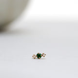 Finished: Tiny Brigitte Diamond Stud Earring with Dark Green Tourmaline and Diamonds TWVS