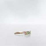 One-Of-A-Kind Cluster Ring with a Radiant-Cut Light Green Sapphire and Brilliant Diamonds (Total 0.94 CT)