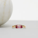 Finished: Edith Little Sparkle Ring with Light Pink Sapphire, Red Rubies and Diamonds TWVS