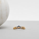 Finished: Five Diamond Triangle Ring with Blue Sapphire Gradient