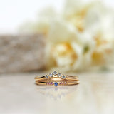 Finished: Tiny Little Sparkle Ring with a Light Blue Sapphire and Light Pink Sapphires