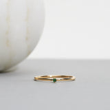Finished: Tiny Diamond Ring with a Green Emerald