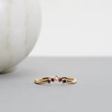 Finished: Five Diamond Triangle Ring with Black Diamonds, Red Rubies and a Diamond TWVS