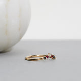 Finished: Five Diamond Triangle Ring with Black Diamonds, Red Rubies and a Diamond TWVS