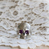 Til Death Do Us Apart - Skull Ring with Amethysts