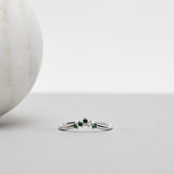 Finished: Five Diamond Triangle Ring in White Gold with Dark Green Tourmalines and Diamonds TWVS