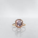 One-Of-A-Kind Morganite Halo Solitaire with Light Pink Morganite and Diamond Halo (Total 2.82 CT)