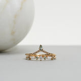Hilda Ring with Olive Green Sapphires and Diamonds TWVS