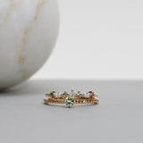 Hilda Ring with Olive Green Sapphires and Diamonds TWVS