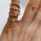 Finished: Bid for Ukraine! Idun Curved Diamond Band with Light Blue Sapphires and Diamonds